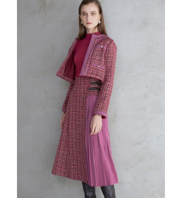 MERCURYDUO「ツイードノーカラージャケット」|ノーカラージャケット|