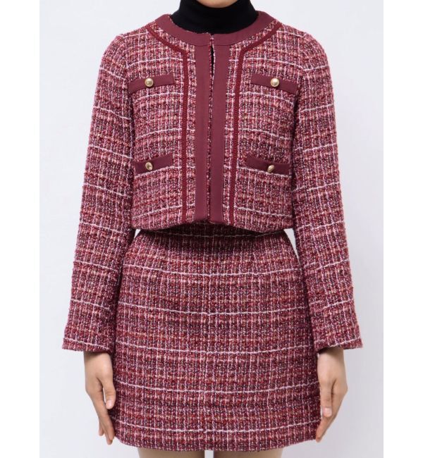 MERCURYDUO「ツイードノーカラージャケット」|ノーカラージャケット|