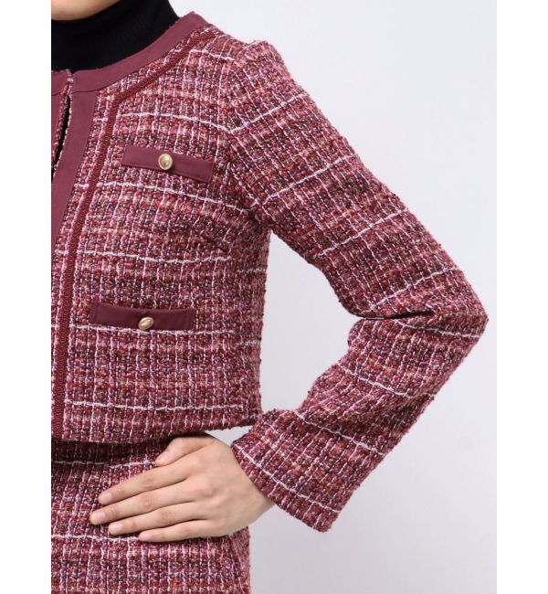 MERCURYDUO「ツイードノーカラージャケット」|ノーカラージャケット|