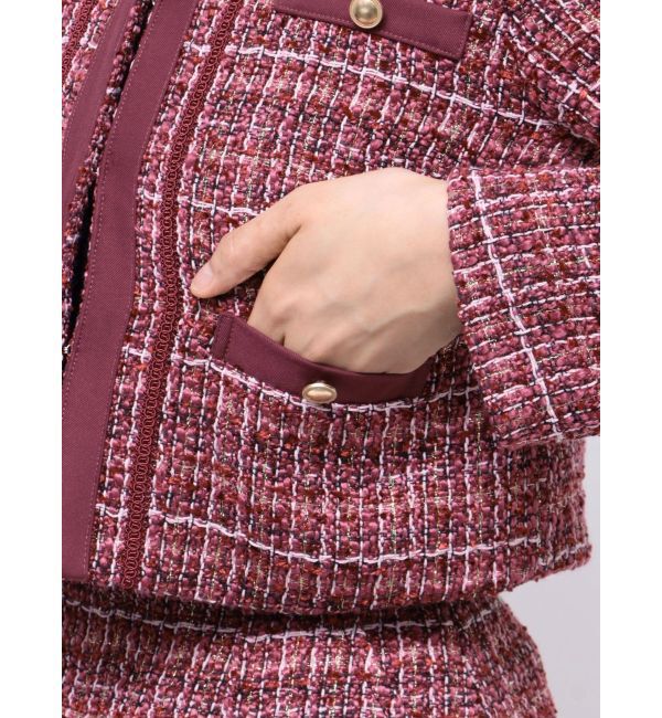 MERCURYDUO「ツイードノーカラージャケット」|ノーカラージャケット|