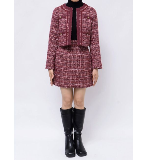 MERCURYDUO「ツイードノーカラージャケット」|ノーカラージャケット|