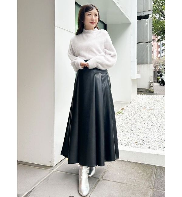 MERCURYDUO「フェイクレザーフレアスカート」|スカート|