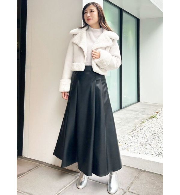 MERCURYDUO「フェイクレザーフレアスカート」|スカート|