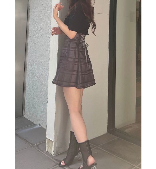 MERCURYDUO「シアーチェックバックレースアップミニスカパン」|その他|