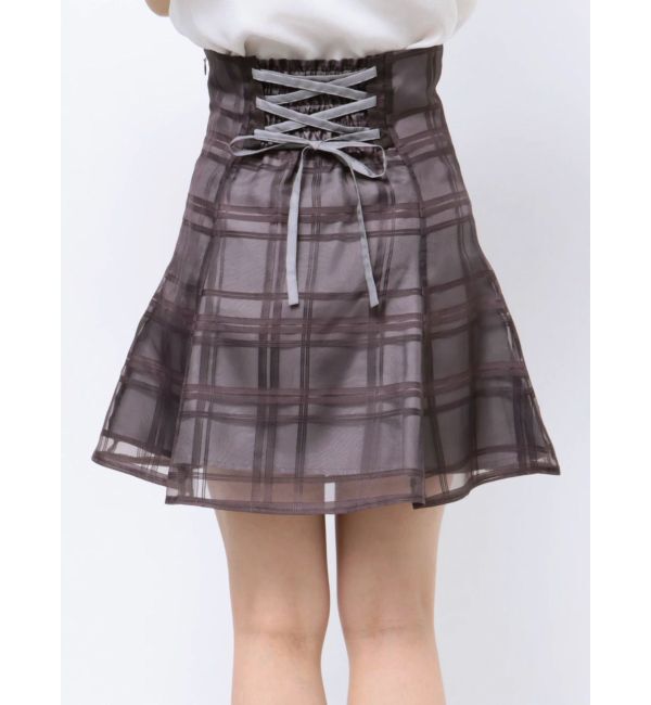 MERCURYDUO「シアーチェックバックレースアップミニスカパン」|その他|