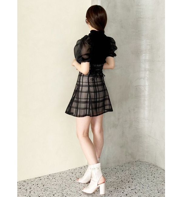 MERCURYDUO「シアーチェックバックレースアップミニスカパン」|その他|