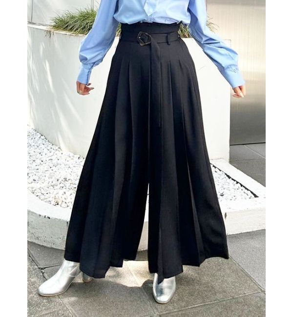 MERCURYDUO「ハイウエストプリーツワイドパンツ」|その他|ブラック