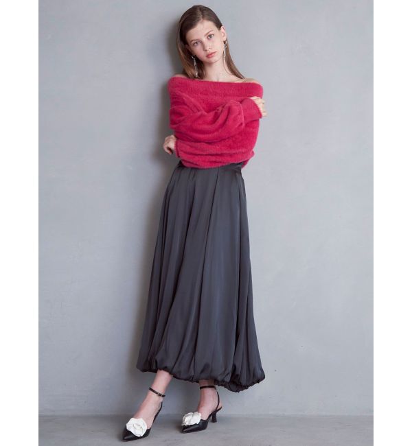 MERCURYDUO「オフショルミニシャギーニット」|ニット・セーター|