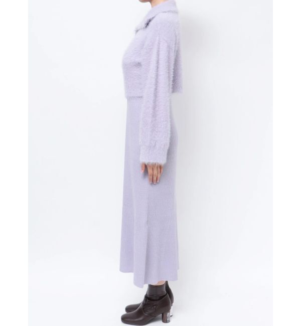 MERCURYDUO「ミニシャギーハーフジップニットセットワンピース」|ワンピース|