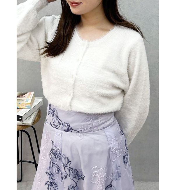 MERCURYDUO「ミニシャギーロングスリーブニットカーディガン」|カーディガン|