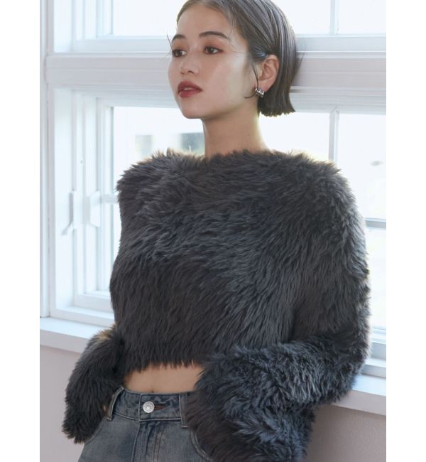 MURUA「シャギークロップドニット」|ニット・セーター|グレー