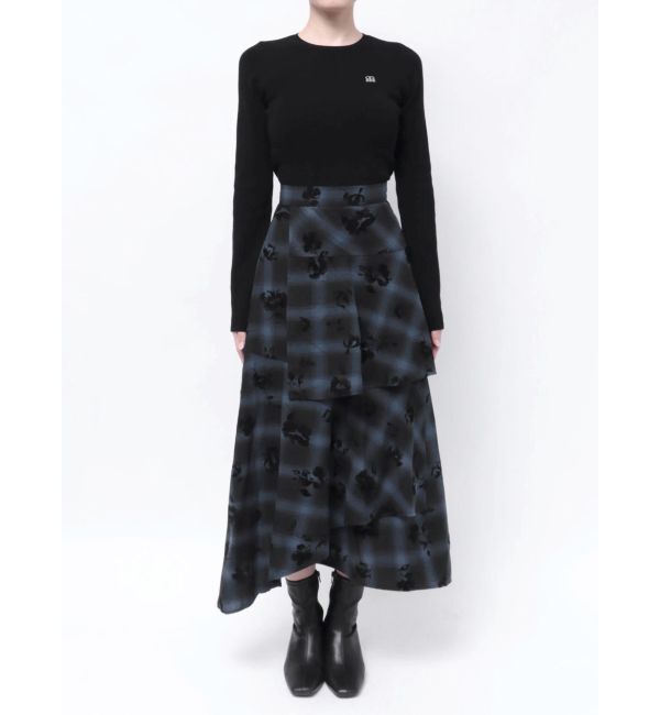 MURUA「フロッキーチェックロングスカート」|スカート|