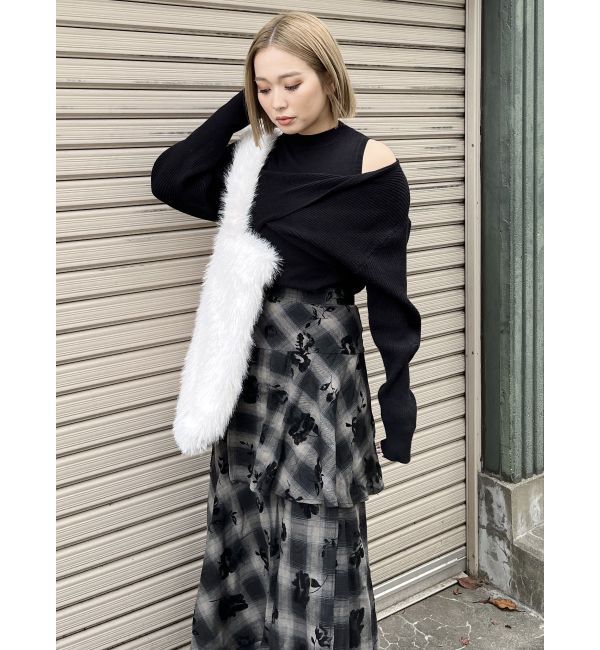 MURUA「フロッキーチェックロングスカート」|スカート|
