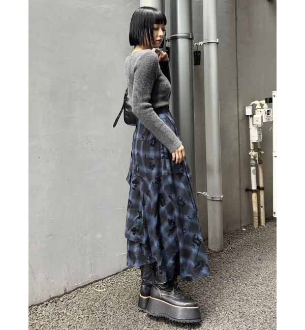 MURUA「フロッキーチェックロングスカート」|スカート|