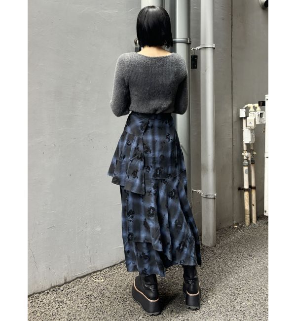 MURUA「フロッキーチェックロングスカート」|スカート|