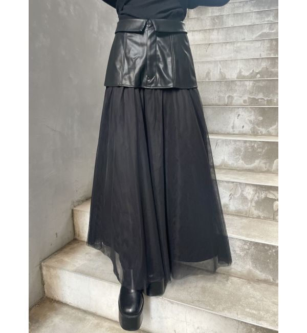 MURUA「ドッキングチュールスカート」|スカート|ブラック