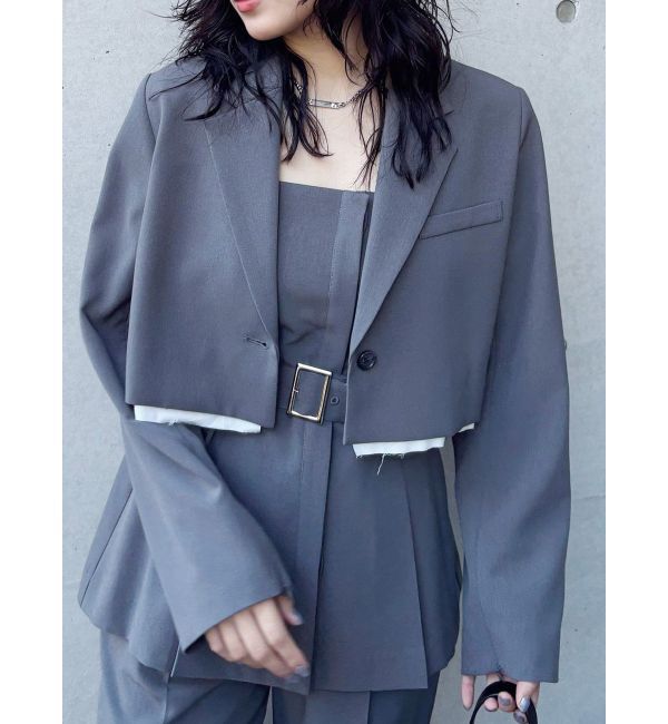 MURUA「ヘムアタッチメントショートジャケット【セットアップ着用可】」|テーラードジャケット|グレー