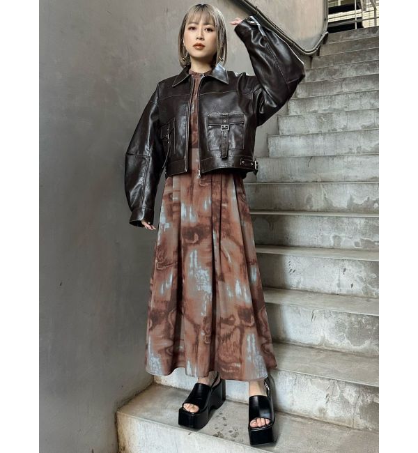 MURUA「ウォッシュフェイクレザーブルゾン」|ブルゾン・スタジャン|