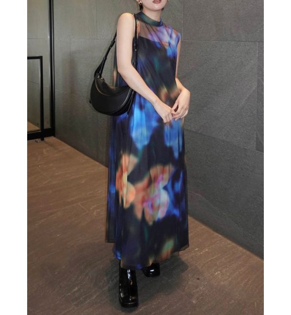 MURUA「シェイドフラワーレイヤードワンピース」|ワンピース|ブラック