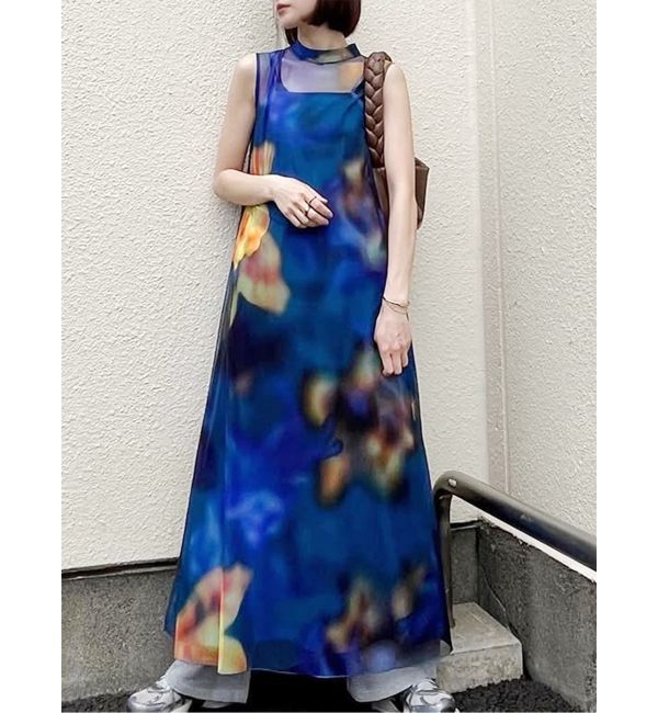 MURUA「シェイドフラワーレイヤードワンピース」|ワンピース|ブルー