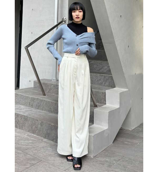 MURUA「ラメピンストライプタックワイドパンツ」|その他|