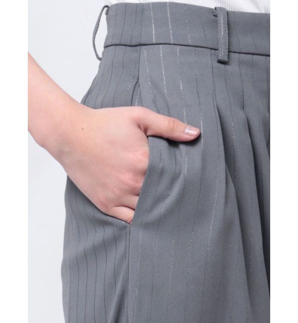 MURUA「ラメピンストライプタックワイドパンツ」|その他|
