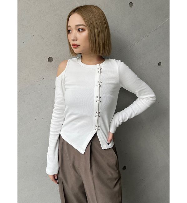 MURUA「ホックアシメリブトップス」|Tシャツ・カットソー|