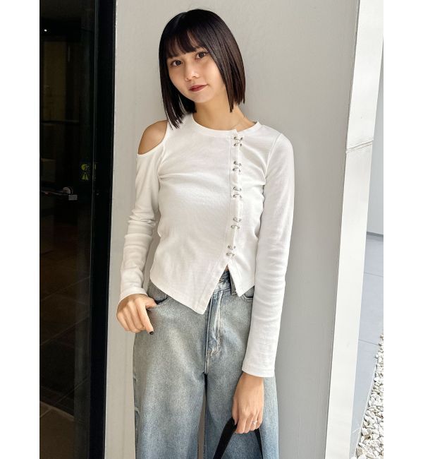 MURUA「ホックアシメリブトップス」|Tシャツ・カットソー|