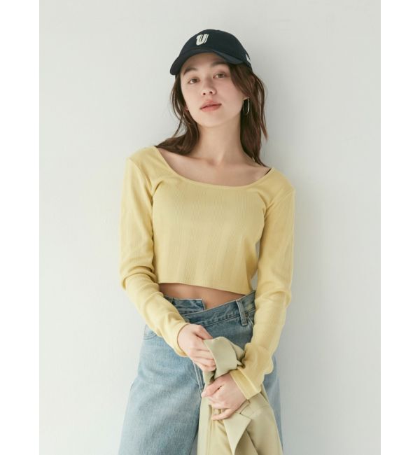 Ungrid「スクエアネックショートロングスリーブTee」|Tシャツ・カットソー|