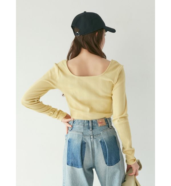 Ungrid「スクエアネックショートロングスリーブTee」|Tシャツ・カットソー|