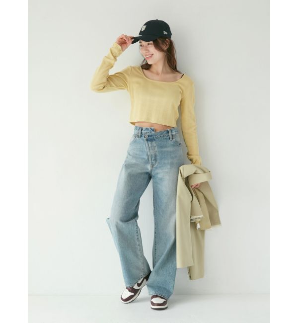 Ungrid「スクエアネックショートロングスリーブTee」|Tシャツ・カットソー|