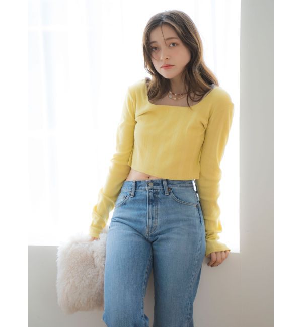 Ungrid「スクエアネックショートロングスリーブTee」|Tシャツ・カットソー|