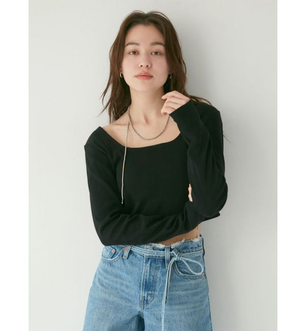 Ungrid「スクエアネックショートロングスリーブTee」|Tシャツ・カットソー|