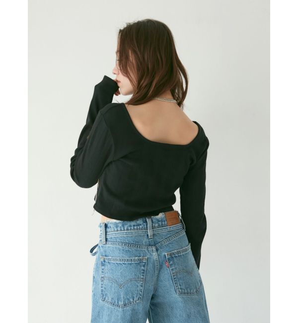 Ungrid「スクエアネックショートロングスリーブTee」|Tシャツ・カットソー|