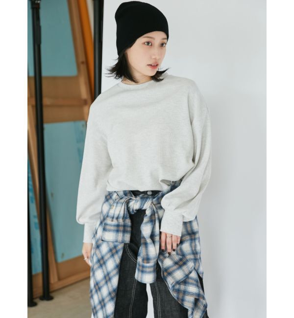 Ungrid「【WEB限定】スリーブボリュームワッフルロングスリーブTee」|Tシャツ・カットソー|アイボリー