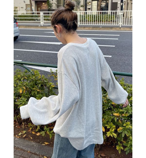 Ungrid「【WEB限定】スリーブボリュームワッフルロングスリーブTee」|Tシャツ・カットソー|