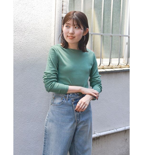 Ungrid「シアーフィットロングスリーブTee」|Tシャツ・カットソー|グリーン