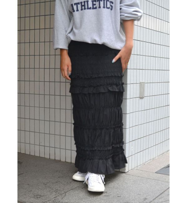 Ungrid「アイラインシャーリングスカート」|スカート|ブラック