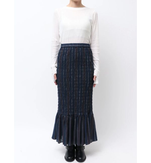 Ungrid「シャーリングデザインストライプスカート」|スカート|