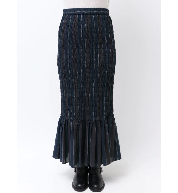 Ungrid「シャーリングデザインストライプスカート」|スカート|