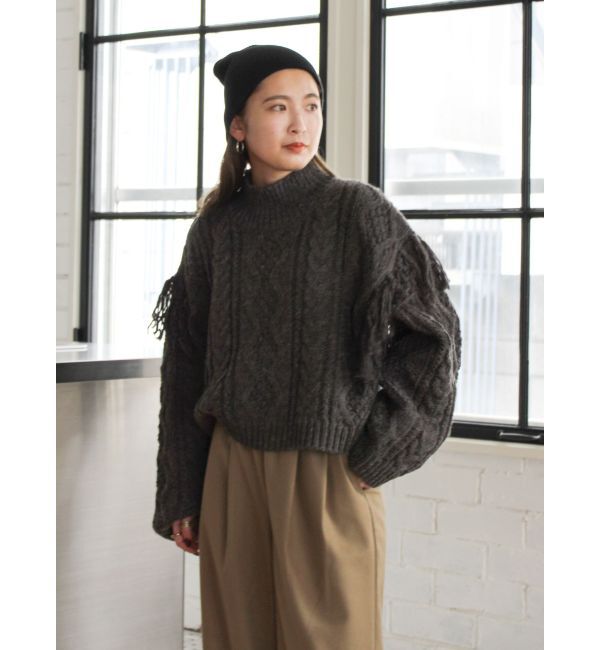 Ungrid「レースアップケーブルニット」|ニット・セーター|