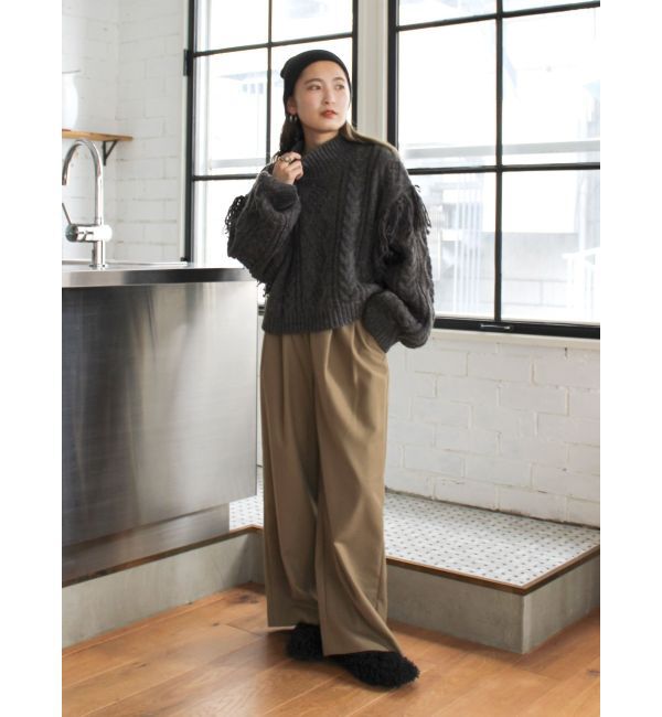 Ungrid「レースアップケーブルニット」|ニット・セーター|