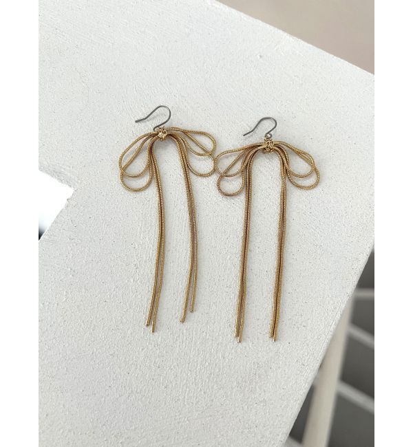 Ungrid「リボンモチーフチェーンピアス」|ピアス|