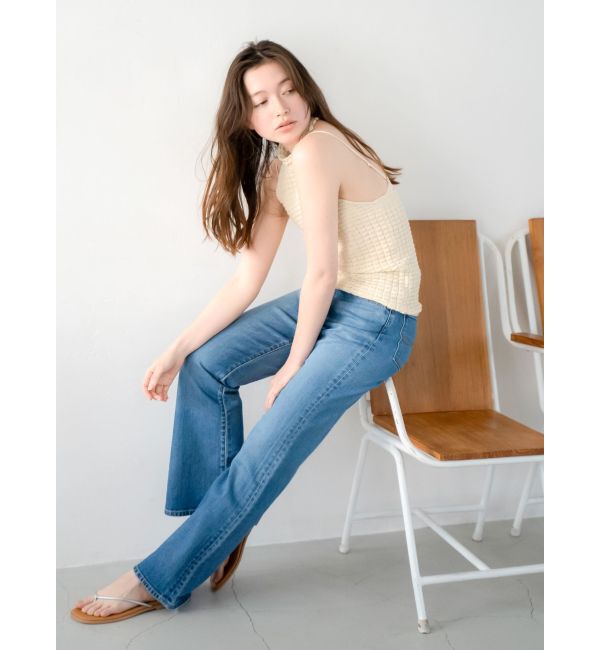 Ungrid「ハイウエストストレッチフレアデニム」|デニム|