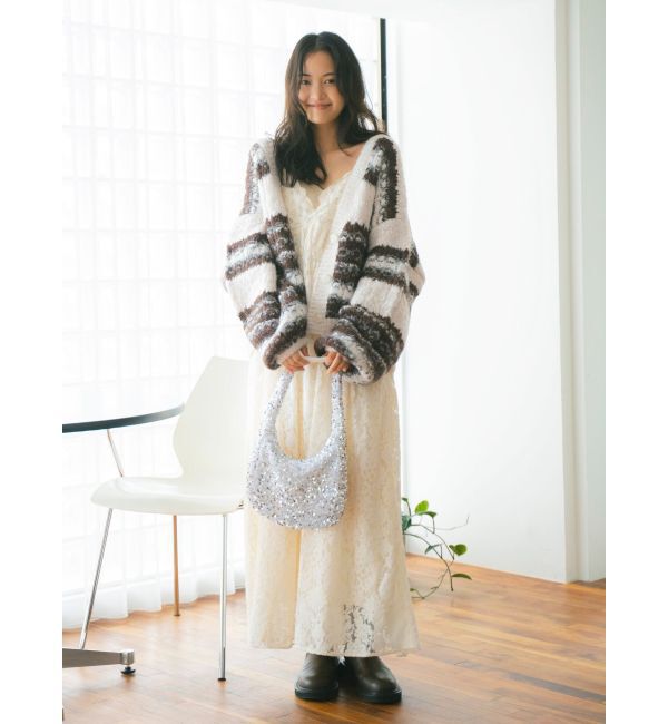 Ungrid「ローゲージラメニットカーディガン」|カーディガン|
