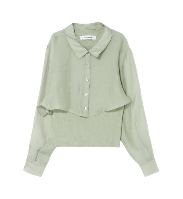 LAGUNAMOON「シャツドッキングニットプルオーバー」|ニット・セーター|ミントグリーン