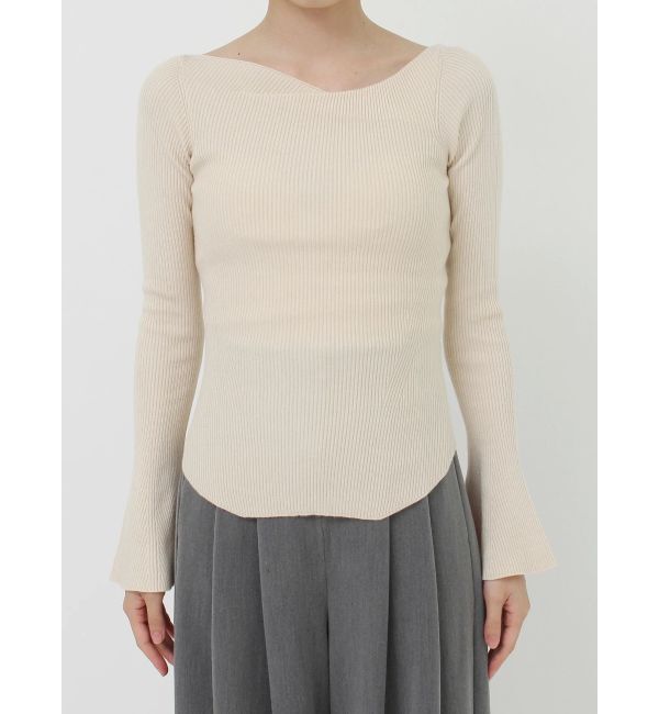 LAGUNAMOON「アシンメトリードレープフレアスリーブニット」|ニット・セーター|