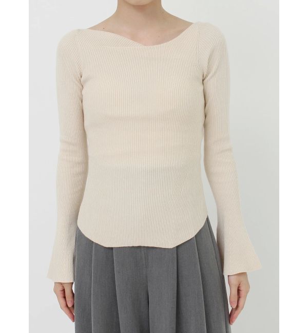 LAGUNAMOON「アシンメトリードレープフレアスリーブニット」|ニット・セーター|