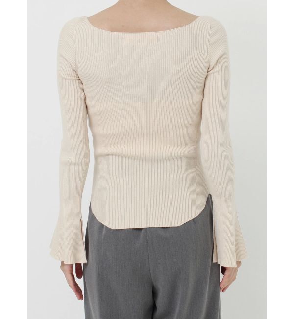 LAGUNAMOON「アシンメトリードレープフレアスリーブニット」|ニット・セーター|