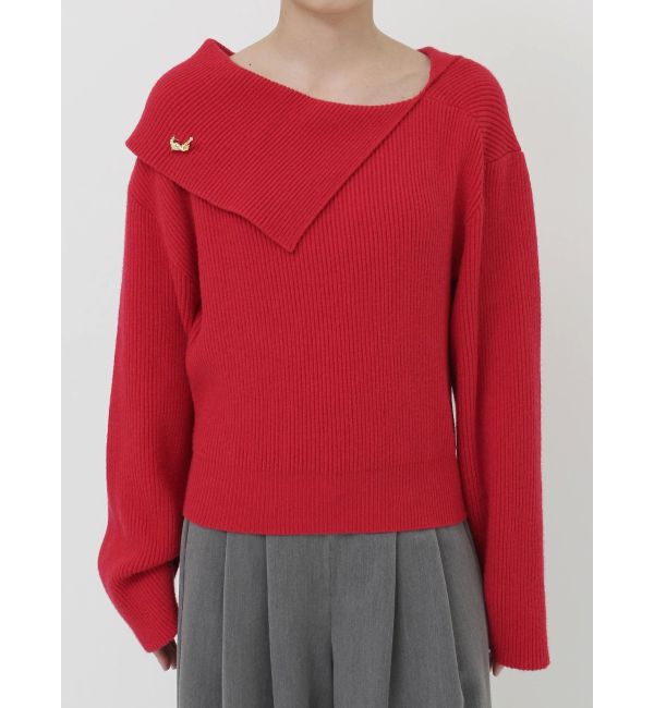 LAGUNAMOON「アシンメトリーカラーブローチ付きニット」|ニット・セーター|